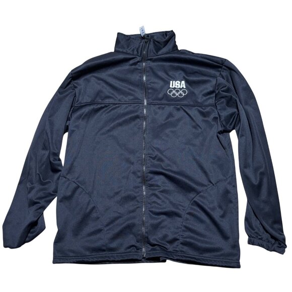 USA Olympic Committee Black Full-Zip Jacket Womens Size Large Made In USA - Picture 1 of 6